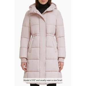KENNETH COLE Women's Memory 3/4 Length Puffer Jacket Size XL In Rose Dust